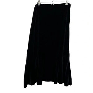 Mirasol Y2K Maxi Velvet Skirt Black Size XL Ruffle Hem Witchy Goth